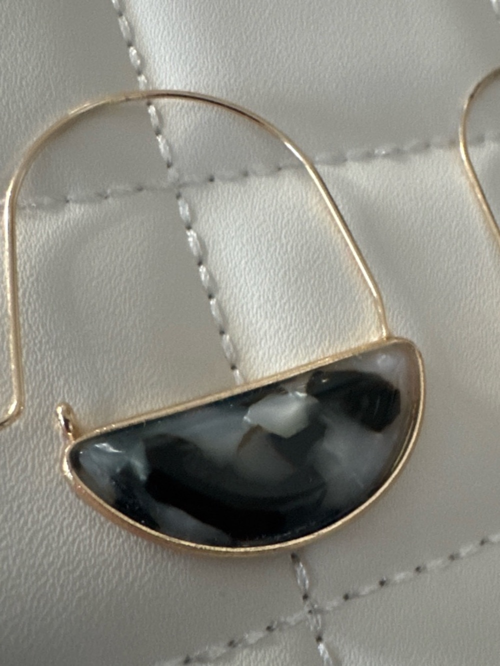 Banana Republic Gold Hoop Earrings with Black Tortoiseshell Accent - Picture 3 of 3